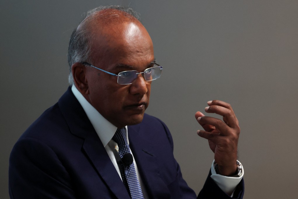Singapore’s Coordinating Minister for National Security and Minister for Home Affairs K Shanmugam speaks at a summit in Singapore in July. Photo: Reuters
