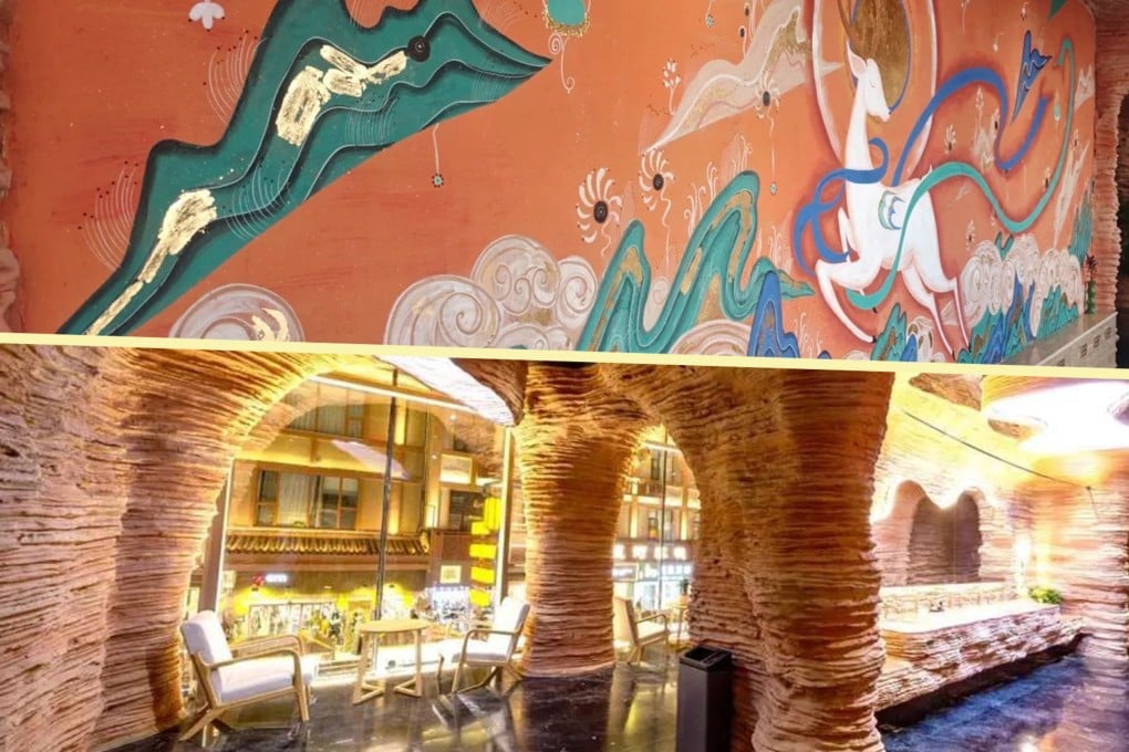 A public toilet at a night market in China has become an unexpected viral tourist attraction, with many people commenting that they felt as if they had stumbled into a cave. Photo: SCMP composite/RedNote