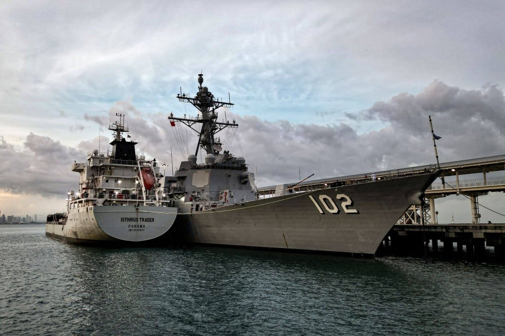 The US Navy warship USS Sampson docks in Panama City on Saturday. Photo: AFP