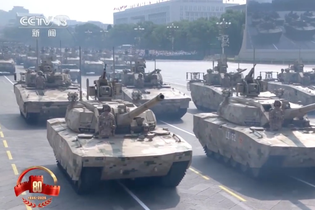 Wednesday’s parade in Beijing marked the debut of a lighter, new-generation tank called the Type 100. Photo: CCTV