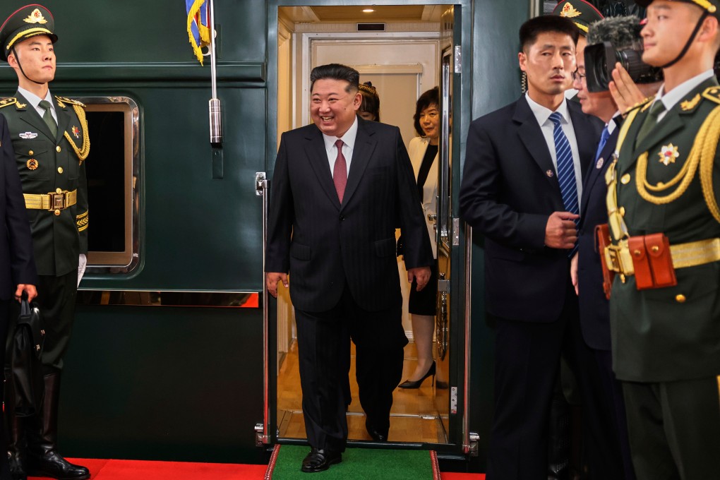 North Korean leader Kim Jong-un arrives in Beijing by heavily armoured train on Tuesday. Photo: Xinhua via AP