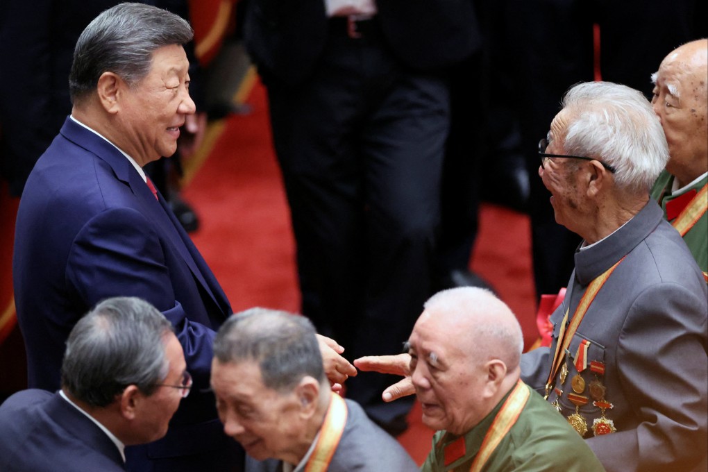 Chinese President Xi Jinping greets veterans at a gala to mark the 80th anniversary of the end of World War II in Beijing on Wednesday. Photo: Reuters