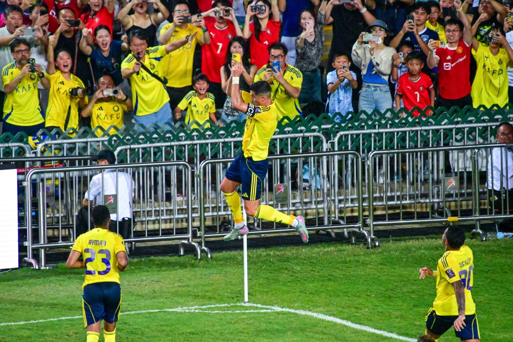 Cristiano Ronaldo (centre) celebrates during the Saudi Super Cup final football match between Al-Nassr and Al-Ahli in Hong Kong on August 23. Photo: Xinhua
