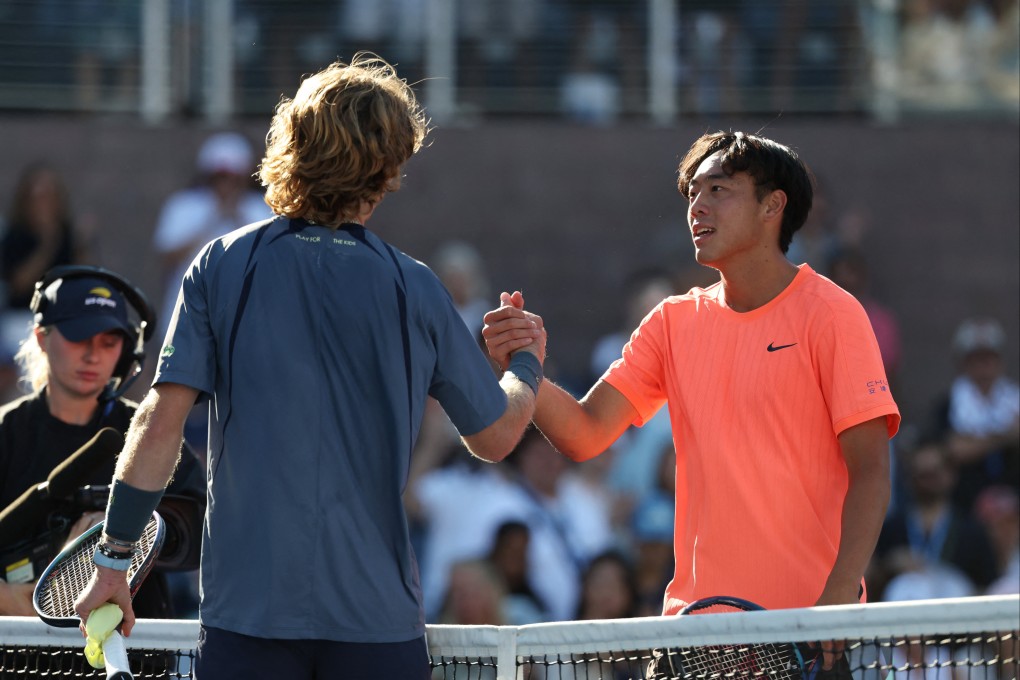 Hong Kong’s Coleman Wong pushed world No 15 Andrey Rublev close before exiting the US Open on Saturday. Photo: Reuters