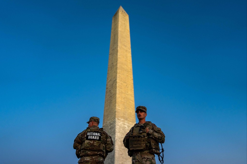Members of the US National Guard stand near the Washington Monument on September 2. Photo: AFP