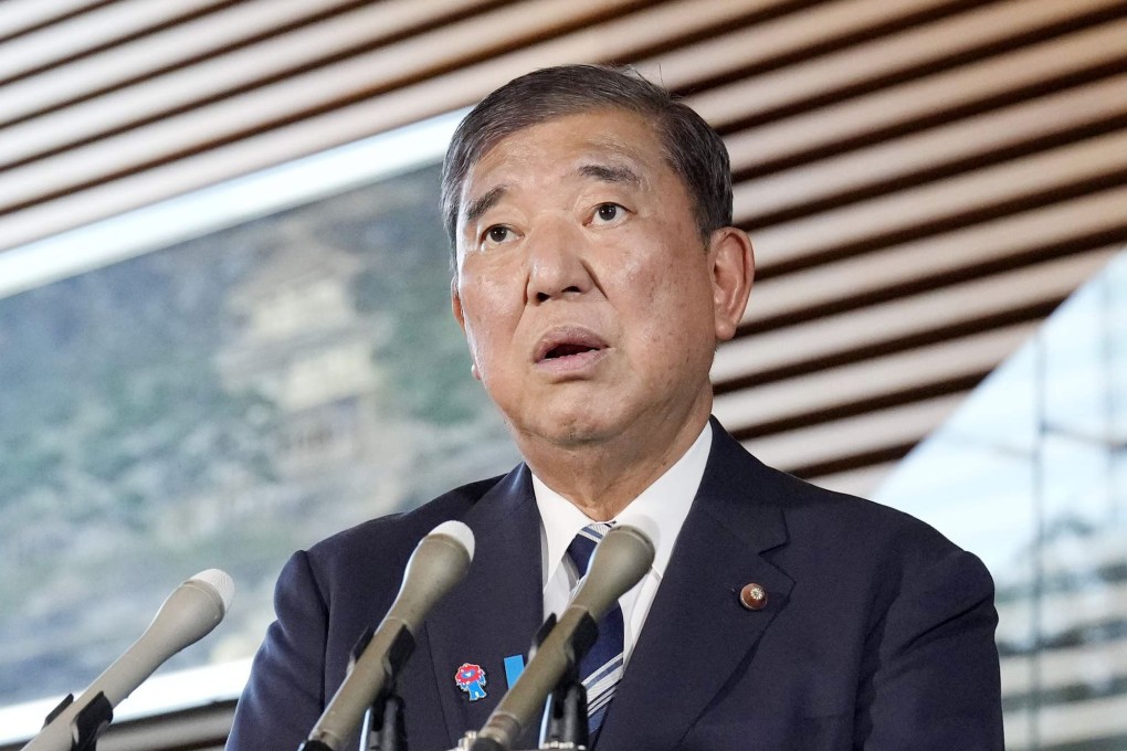 Japanese Prime Minister Shigeru Ishiba meets the press at his office in Tokyo on Tuesday. Ishiba is facing pressing to resign after his Liberal Democratic Party lost two recent national elections. Photo: Kyodo