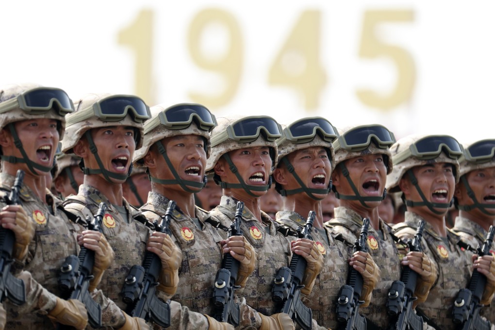A PLA Cyberspace Force formation takes part in the military parade in Beijing on Wednesday to mark the 80th anniversary of victory in the “Chinese people’s war of resistance against Japanese aggression and the world anti-fascist war”. Photo: Xinhua