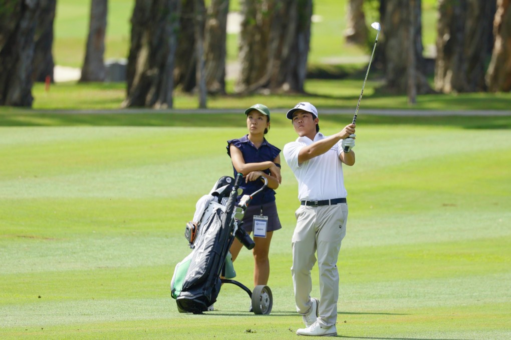 Isaac Lam plays an approach shot during the first round of the Link Hong Kong Open qualifier at Hong Kong Golf Club. Photo: HKGC