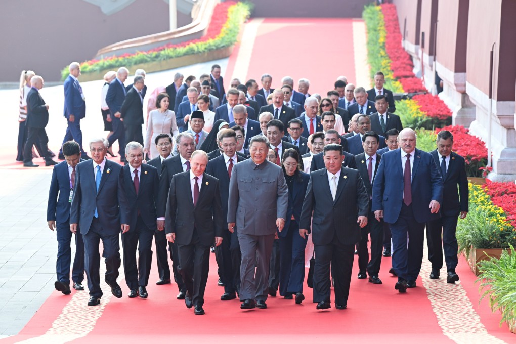 Scenes of President Xi Jinping flanked by Russia’s Vladimir Putin and North Korean leader Kim Jong-un this week caused shock waves in Europe. Photo: EPA/Xinhua