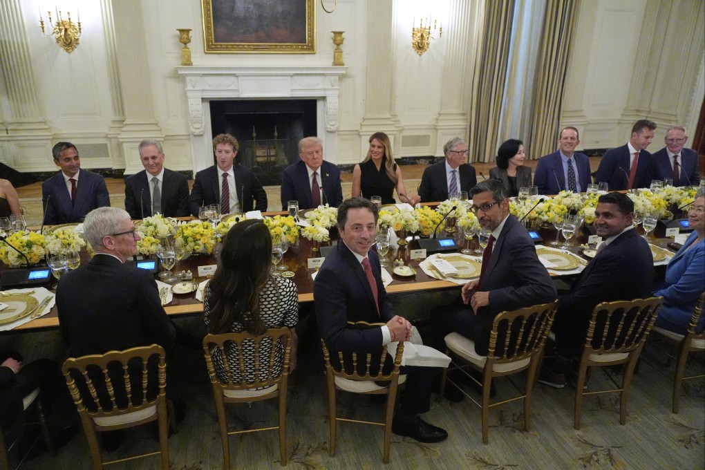 US President Donald Trump hosts a dinner with first lady Melania Trump in the State Dinning Room of the White House. Photo: AP