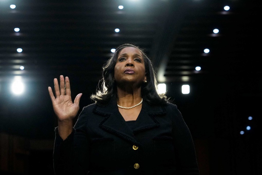 Lisa Cook, nominee to be a member of the Board of Governors of the Federal Reserve System, is sworn in  in Washington in June 2023. Photo: AFP