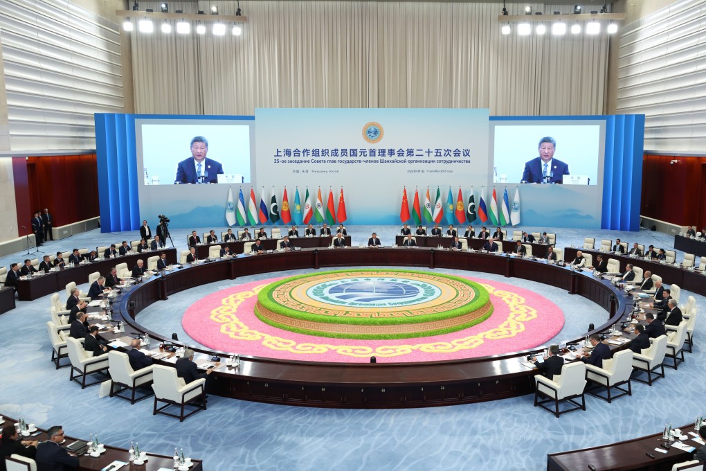 President Xi Jinping makes a speech at the Shanghai Cooperation Organisation (SCO) Summit 2025 at the Meijiang Convention and Exhibition Centre in Tianjin on September 1. Photo: Xinhua