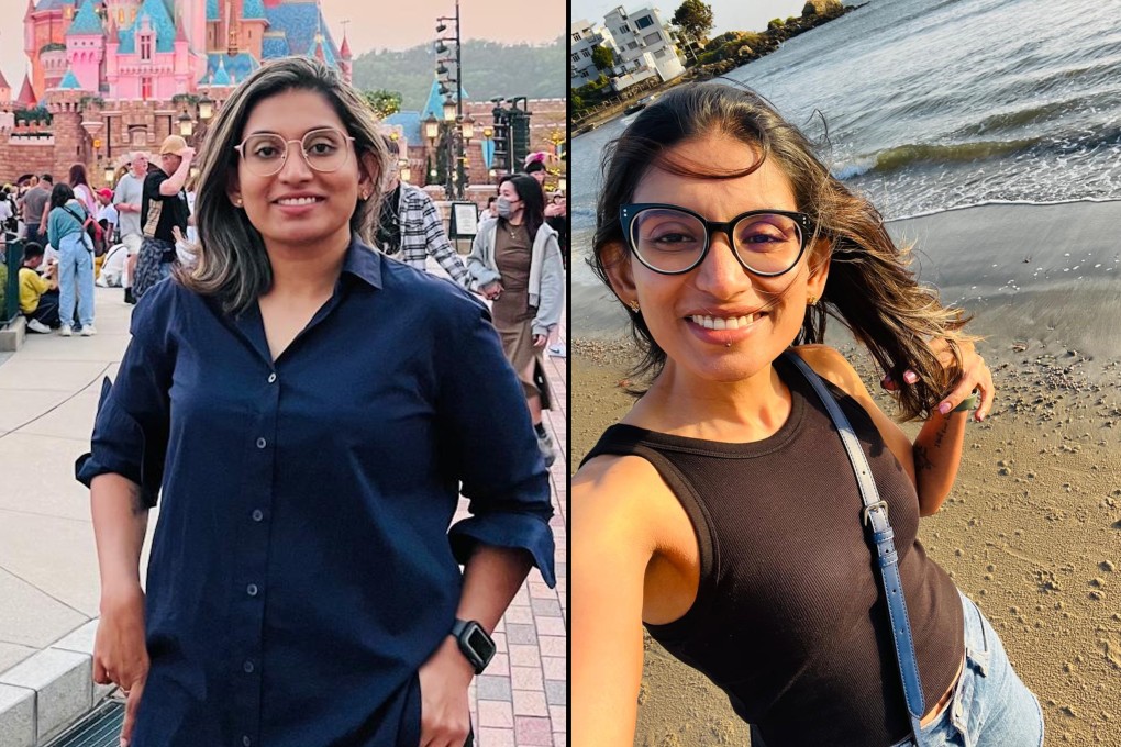 Ashanthi Nandika at 85kg (left) before she started seeing online fitness trainer Sheikh Nadir Siddiquee in 2023, and now (right) weighing 55kg. Photo: Ashanthi Nandika