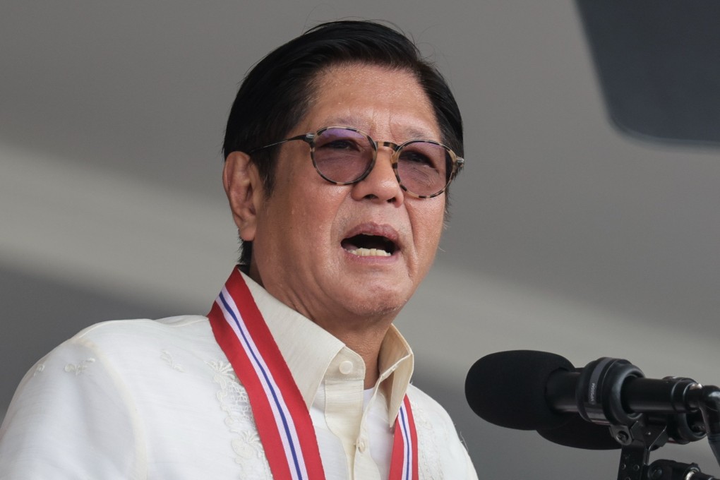 Philippine President Ferdinand Marcos Jnr speaks at a police event in Quezon City last month. Marcos will make an official three-day visit to Cambodia from Sunday following Cambodian Prime Minister Hun Manet’s trip to the Philippines in February. Photo: EPA