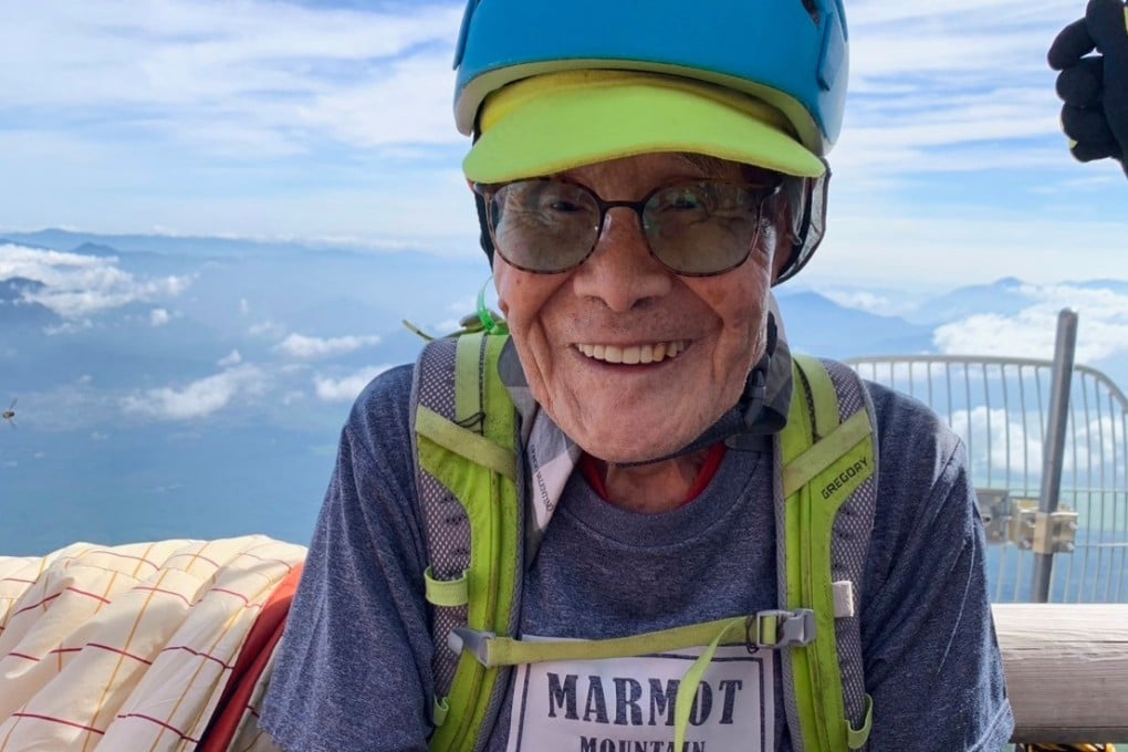 Kokichi Akuzawa smiles as he and his team of family and friends climb Mount Fuji, Japan’s highest mountain, on August 5, 2025. Photo: AP