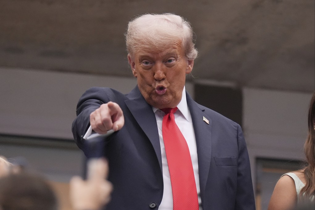 US President Donald Trump at the men’s singles final of the US Open tennis championship in New York on Sunday. Photo: AP