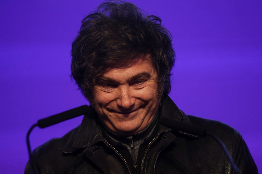 Argentina’s President Javier Milei delivers a speech after Argentina’s opposition Peronist party triumphed in the legislative elections in the province of Buenos Aires. Photo: Reuters