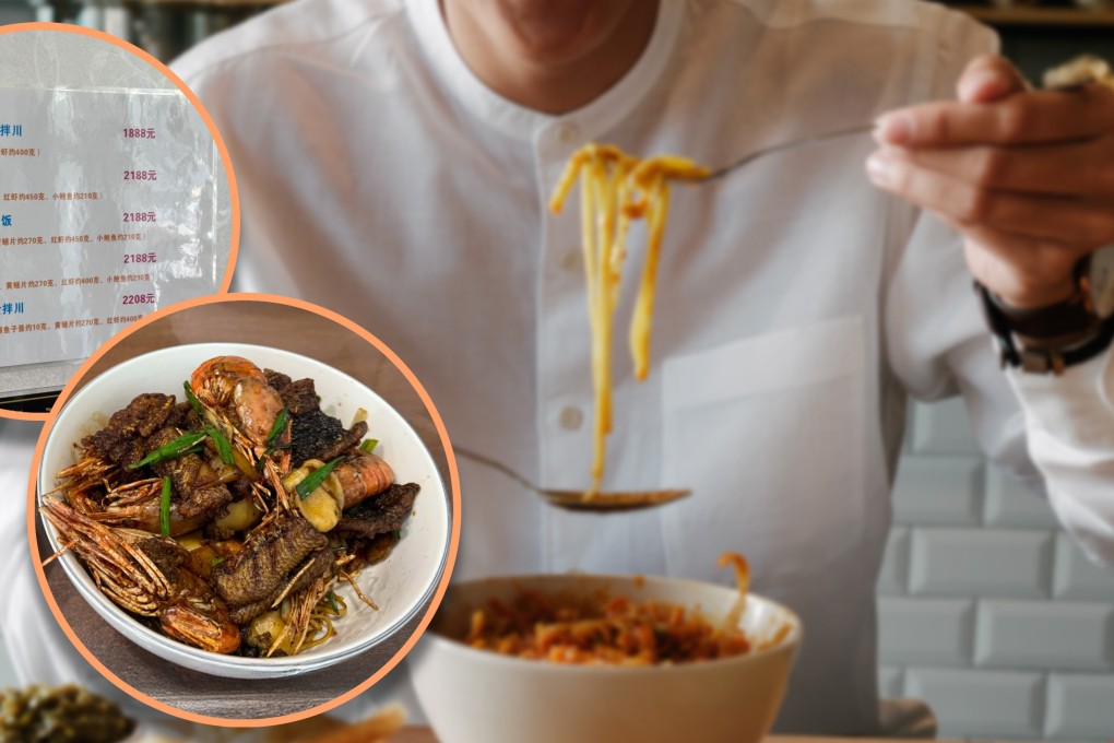 A small noodle shop in Hangzhou, with only two tables, has caused a stir by charging US$300 per bowl. Photo: SCMP composite/Shutterstock/RedNote