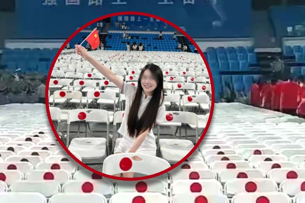 A university in China has apologised after it decorated chairs with red dots resembling the Japanese flag, which sparked a nationalistic backlash from online activists known as “Little Pinks”. Photo: SCMP composite/RedNote