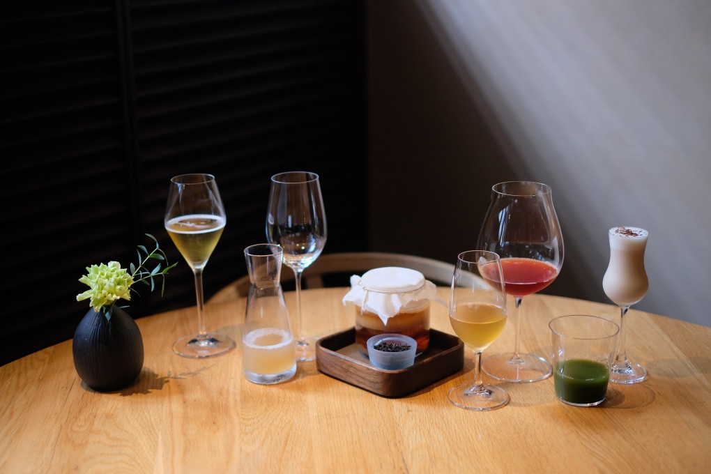 Non-alcoholic pairings at Whey in Hong Kong, crafted by Dino Hui. Photo: Hei Kiu Au