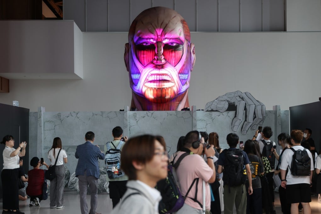 A 6.2-metre-tall display of the character Colossus Titan at the “Attack on Titan Exhibition FINAL ver. Hong Kong” in Kai Tak, which runs from September 9 to October 26. Photo: Eugene Lee