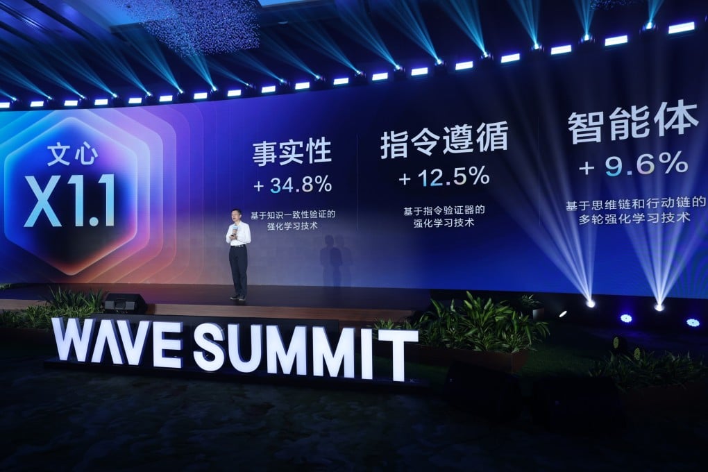 Baidu says its X1.1 reasoning model surpasses the performance of DeepSeek-R1, while matching OpenAI’s GPT-5 and Google’s Gemini 2.5 Pro. Photo: Handout