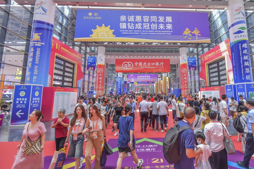 Visitors are seen at last year’s 21st China-Asean Expo in Nanning, China. The 22nd expo opens next week. Photo: Getty Images
