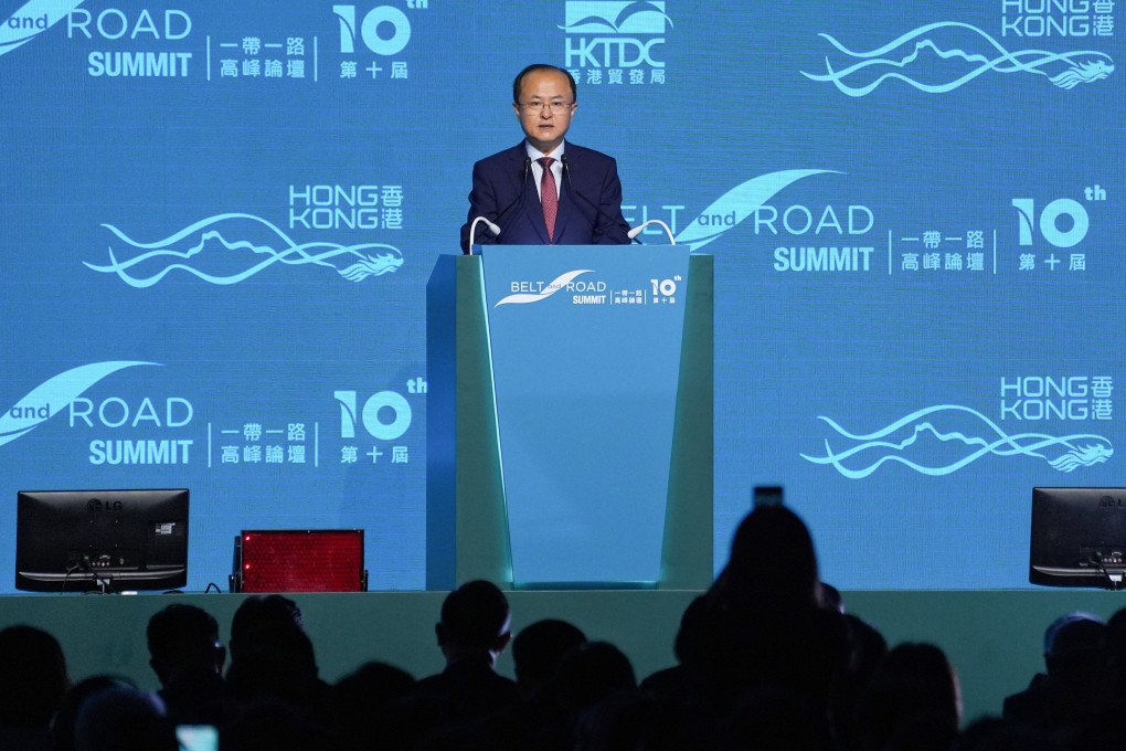 Vice-Minister of Commerce Yan Dong addresses the Belt and Road Summit in Hong Kong on Wednesday. Photo: Elson Li