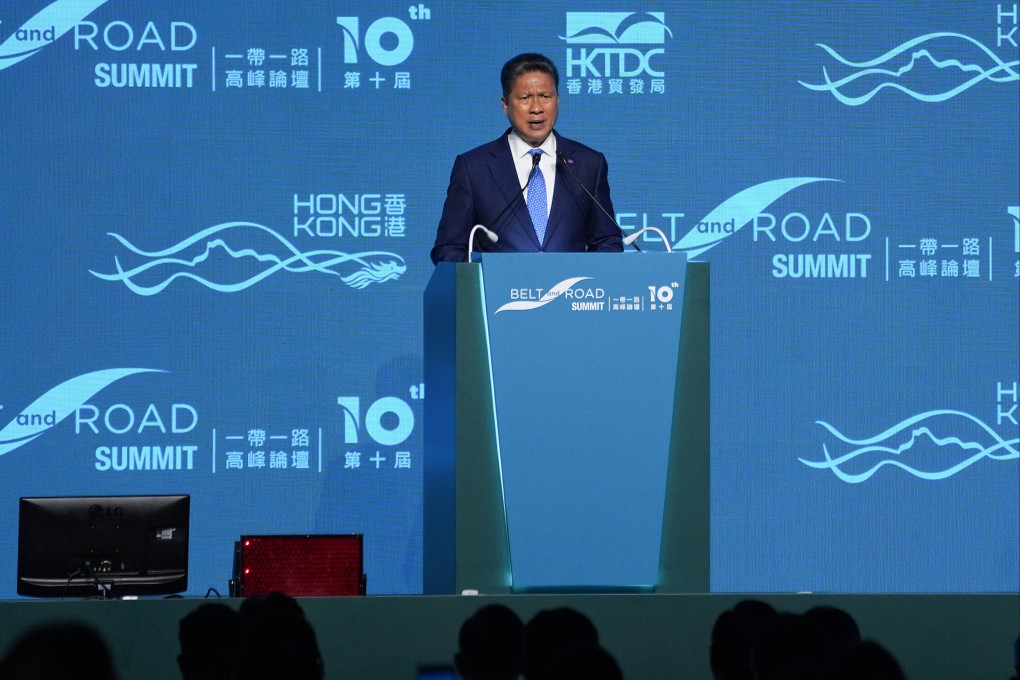 Cambodian Deputy Prime Minister Sun Chanthol speaks at the 10th annual Belt and Road Summit. Photo: Elson Li