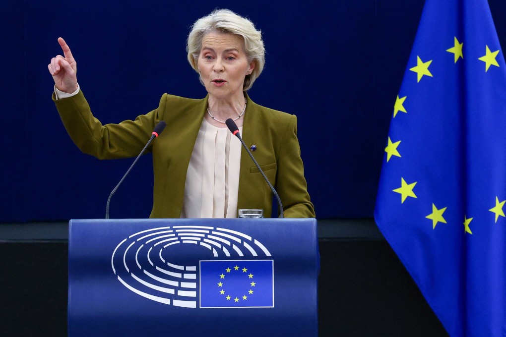 European Commission President Ursula von der Leyen addresses the European Parliament in Strasbourg, France, on Wednesday. Photo: Reuters
