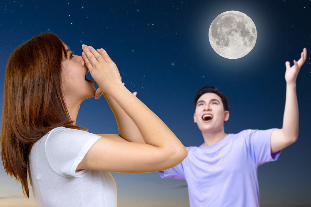 In some regions in China, people playfully scream at the moon during the Mid-Autumn Festival as a message of love. Photo: SCMP composite/Shutterstock