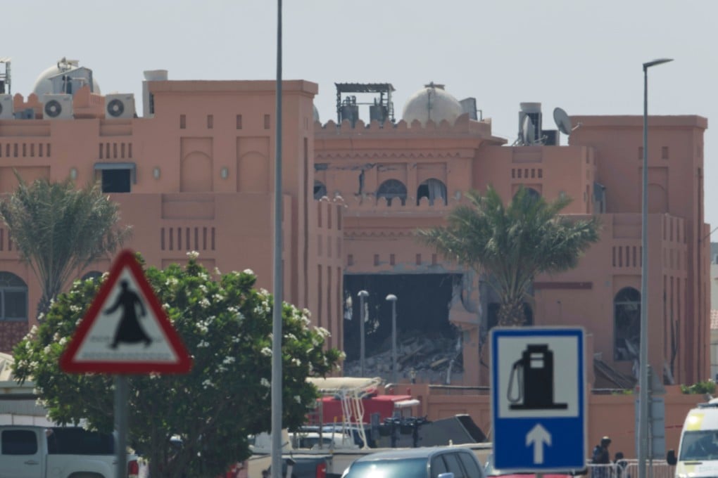 A damaged compound that hosted Hamas’ political leadership in Doha on Wednesday after Tuesday’s Israeli strike. Photo: AP