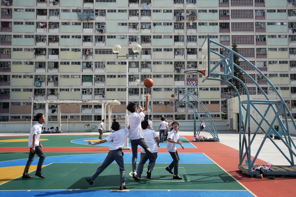 Children playing basketball at Choi Hung Estate, Hong Kong. Photo: Elson Li