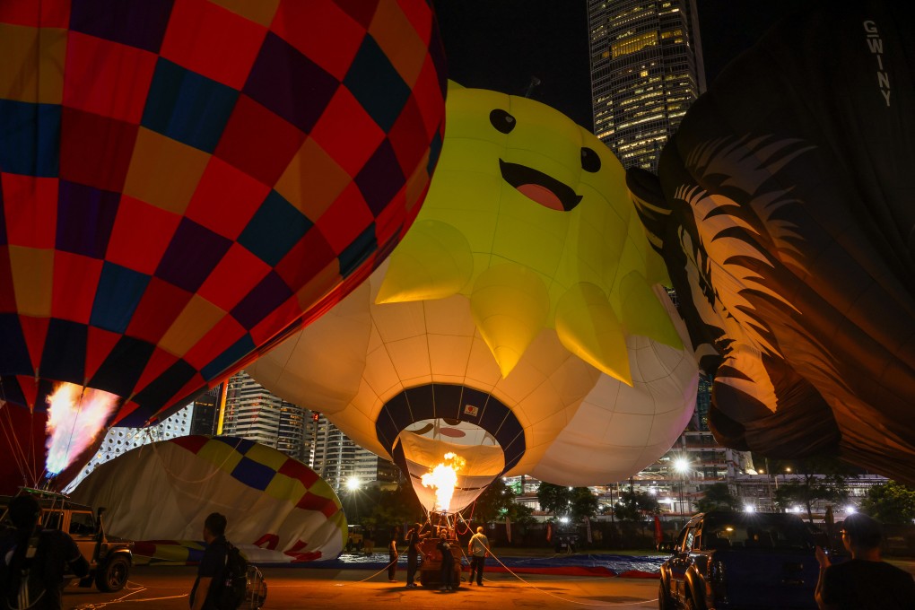 A team works on their balloon at the AIA International Hot Air Balloon Fest Hong Kong at the Central Harbourfront event space on September 5. Photo: Dickson Lee