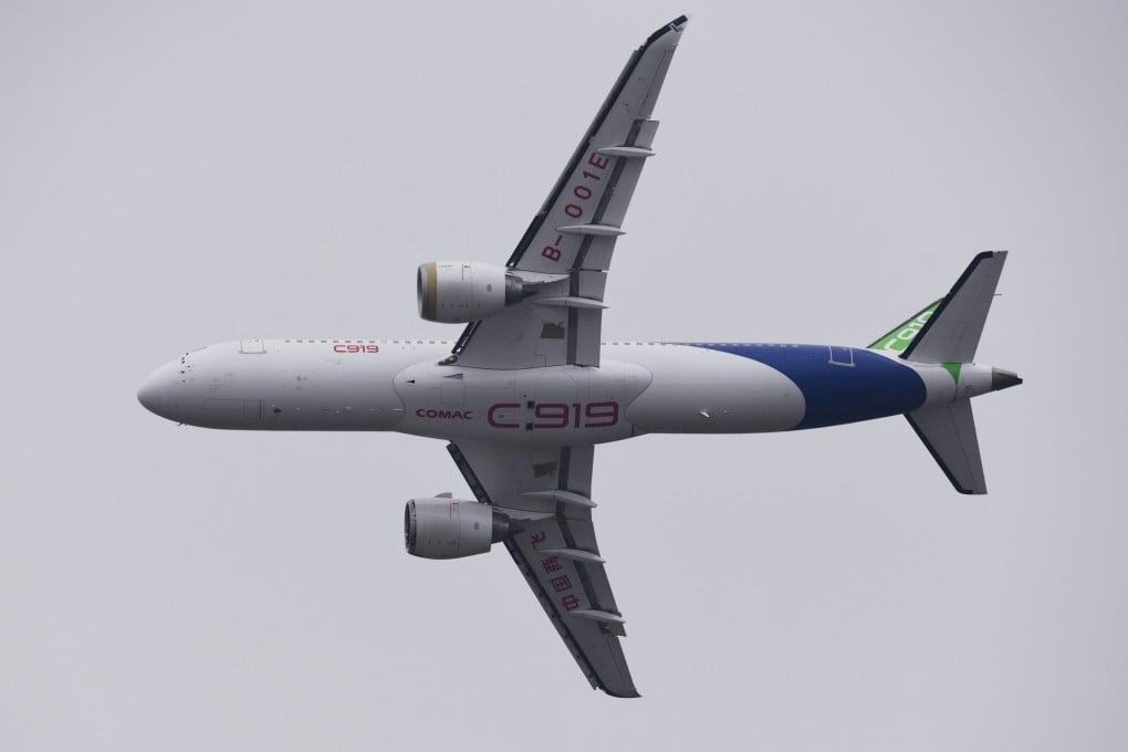 China’s home-made C919 large passenger jet performs a flight demonstration at the Zhuhai Air Show in Zhuhai in South China’s Guangdong province on November 13, 2024. Photo: NurPhoto via Getty Images