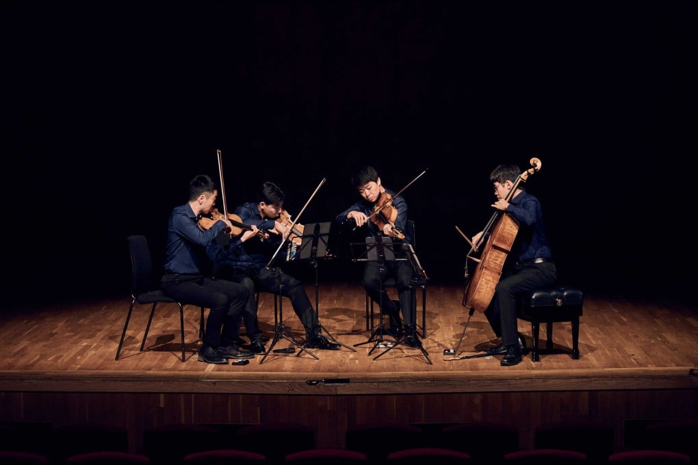 The Cong Quartet is currently made up of violinist Francis Chik Yiu-ting and Fan hiu-sing, violist Caleb Wong and cellist Cheng Yan-ho (From left to right) (Photo: Calvin Sit)
