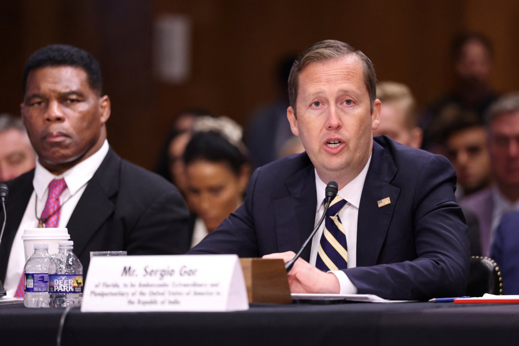 Sergio Gor, US President Donald Trump’s nominee to be ambassador to India, during his confirmation hearing on Capitol Hill on Thursday. Photo: Reuters