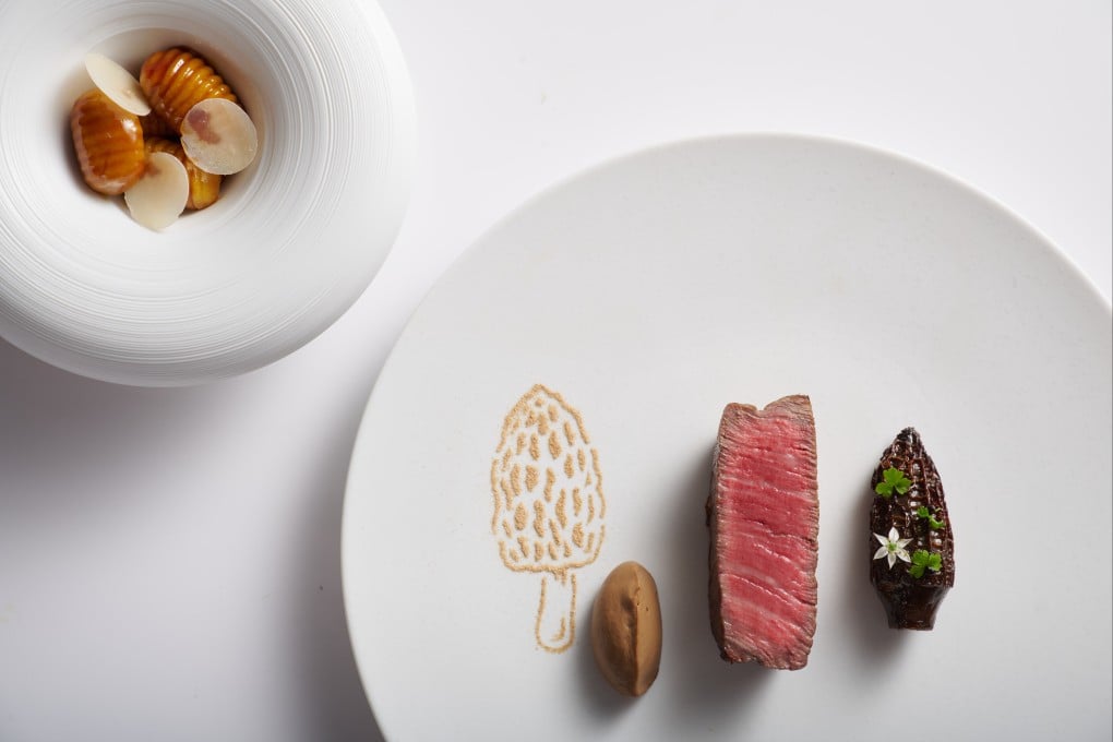 The A5 Wagyu dish, a collaboration from chefs Frédéric Chabbert and Uwe Opocensky at Restaurant Petrus in Hong Kong. Photo: Handout