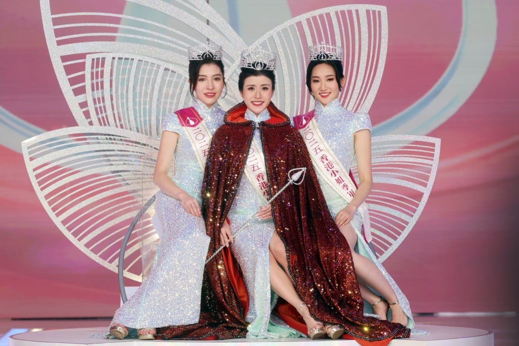 (Left to right) Miss Hong Kong beauty pageant first runner-up Angela Stanton, winner Stacey Chan and second runner-up Jane Yuan, at TVB City, Tseung Kwan O, on August 31. Photo: Edmond So