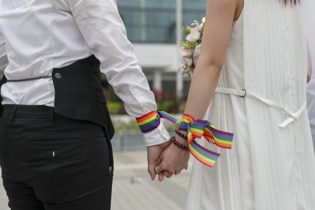Members of Hong Kong’s LGBTQ community gathered at the heart of the city on May 25, 2019, to call for equal marriage rights as they celebrated Taiwan becoming the first Asia juridiction to allow same-sex marraige. Photo: Sam Tsang