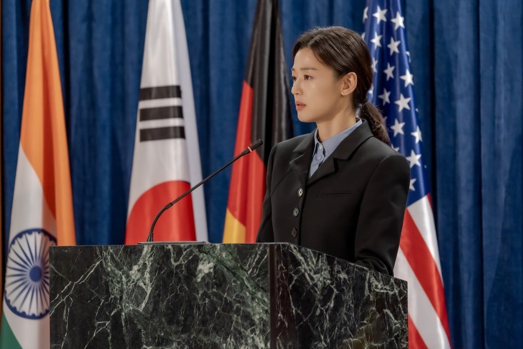 Jun Ji-hyun as Seo Mun-ju, a former UN ambassador who returns to Korea, in a still from the new Disney+ K-drama Tempest. Photo: Disney+