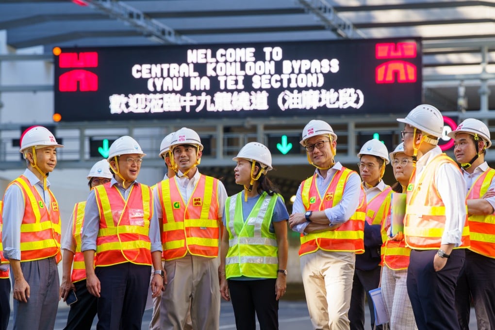 Transport chief Mable Chan and other officials recently visited the site to review work on the bypass. Photo: Handout
