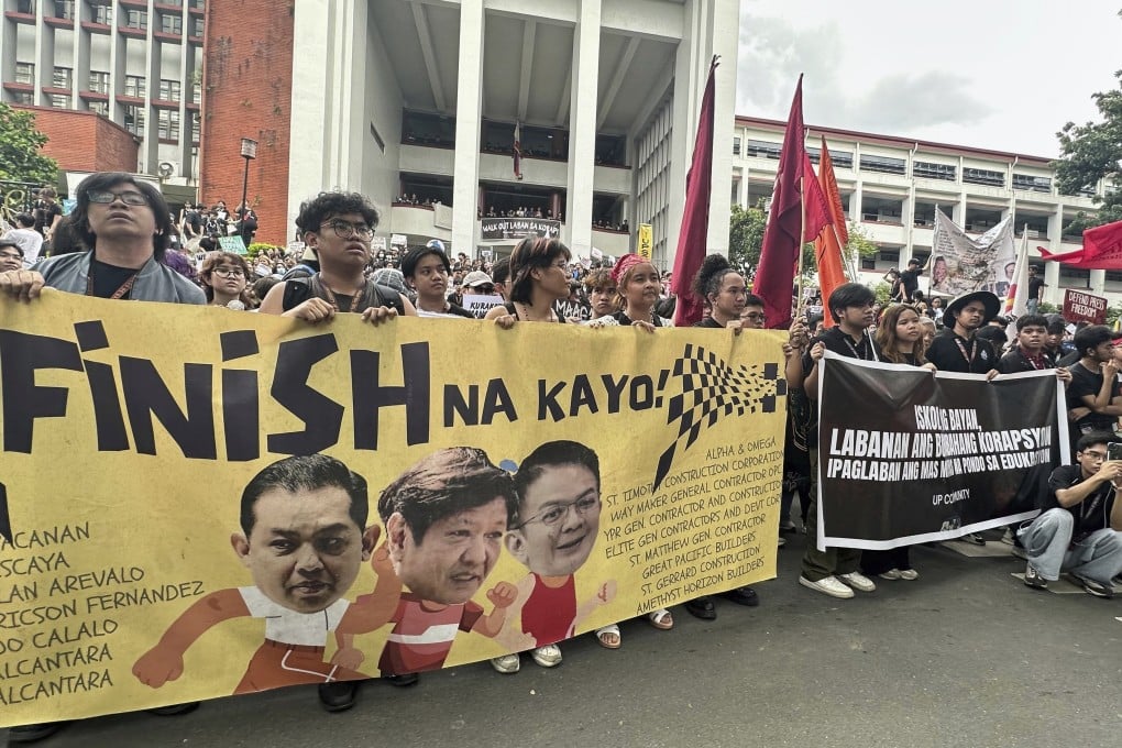 Students at the University of the Philippines protest against corruption in government projects in Manila on Friday. Photo: AP
