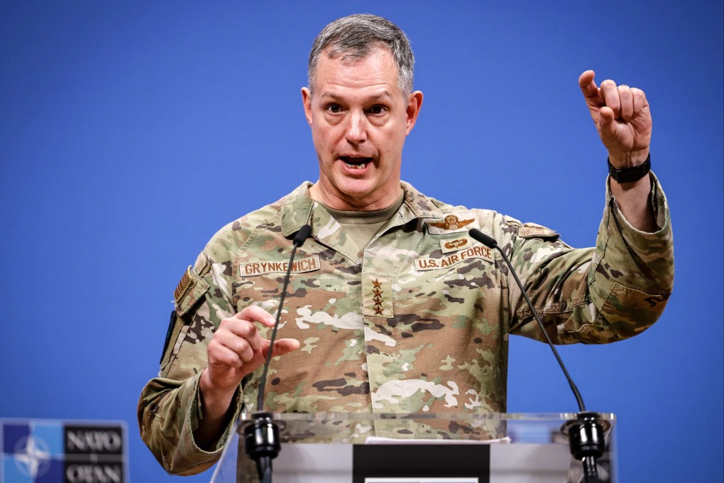 Supreme Allied Commander Europe Alexus Grynkewich speaks during a press conference on the violation of Polish airspace by Russian drones, at Nato headquarters in Brussels on Friday. Photo: AFP