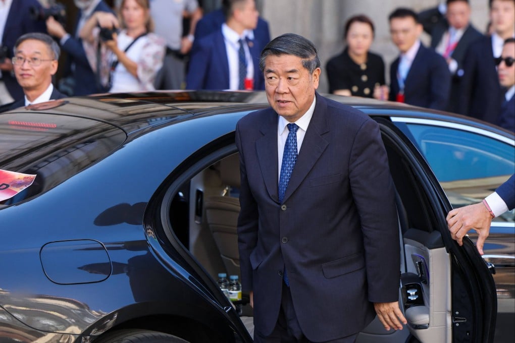Chinese Vice-Premier He Lifeng arrives for trade talks with the US delegation led by Treasury Secretary Scott Bessent (not pictured), at the Spanish foreign ministry in Madrid on Sunday. Photo: AFP