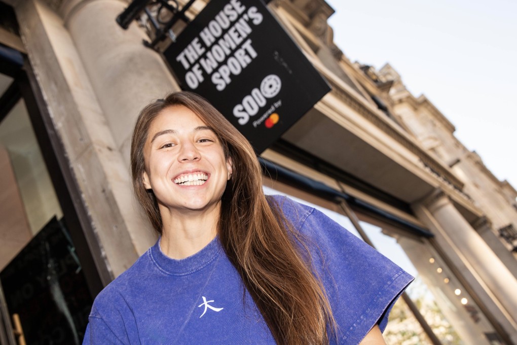 Sofie Fella wearing a T-shirt from her Big Collection outside The Home of Women’s Sport store in London. Photo: Sofie Fella