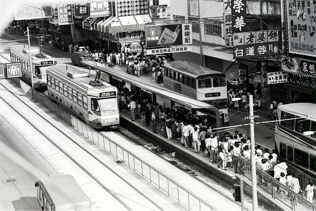 People wait to board the Light Rail Transit (LRT) in Yuen Long on its first day of operation, September 18, 1988. Photo: SCMP Archives