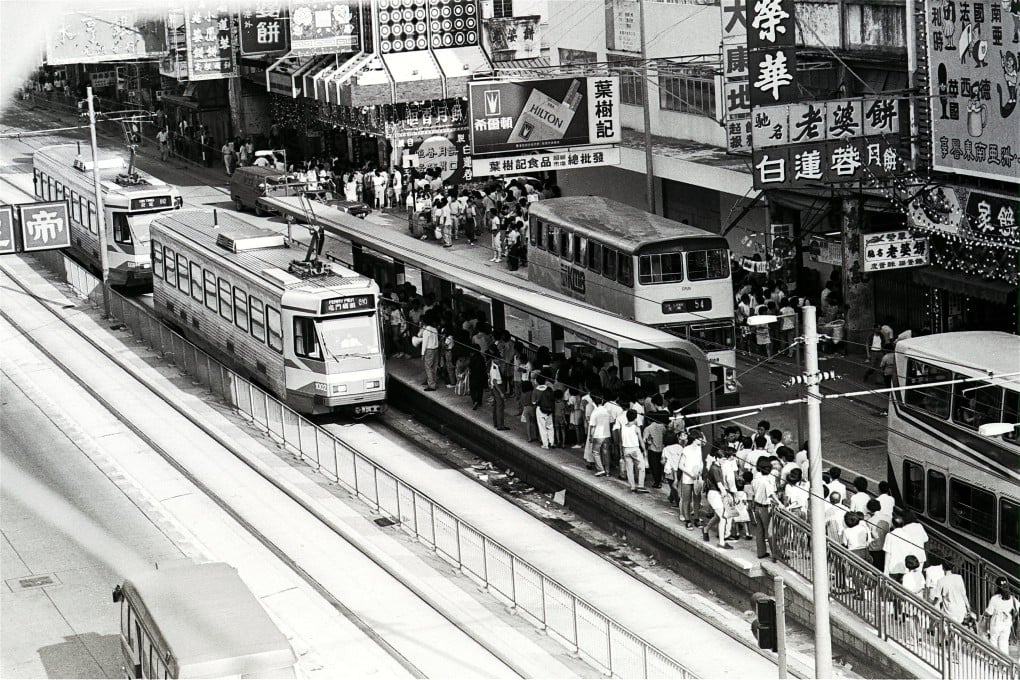 People wait to board the Light Rail Transit (LRT) in Yuen Long on its first day of operation, September 18, 1988. Photo: SCMP Archives