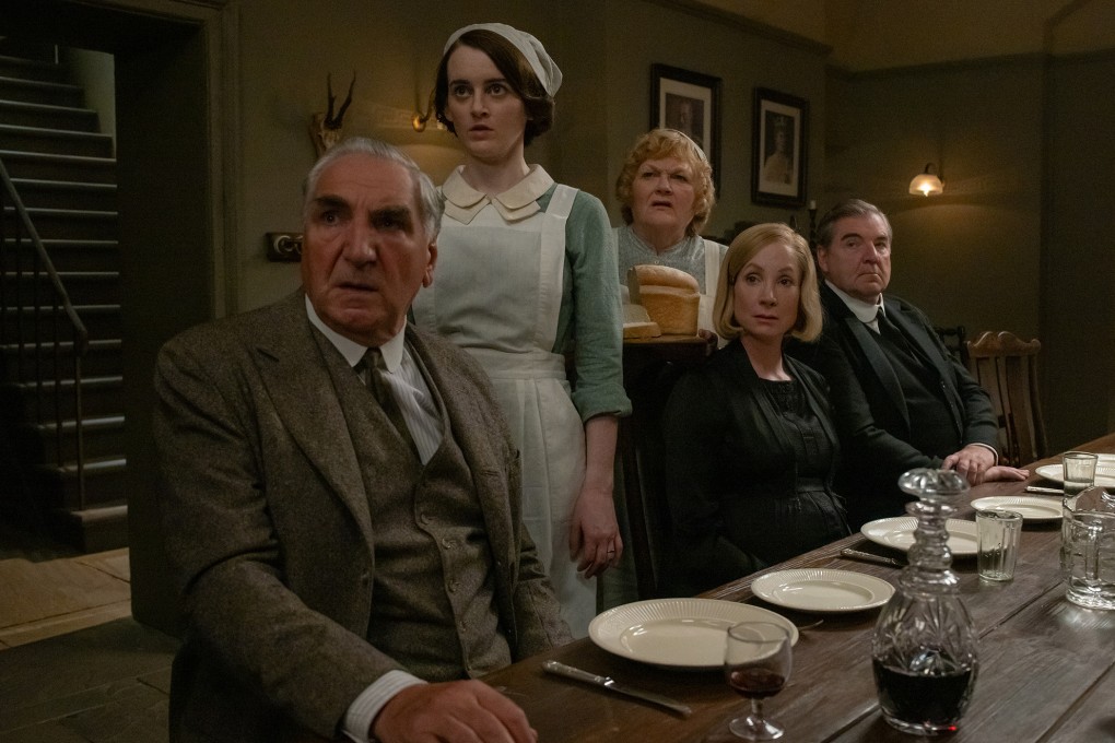 (From left) Jim Carter, Sophie McShera, Lesley Nicol, Joanne Froggatt and Brendan Coyle in at still from Downton Abbey: The Grand Finale. Photo: TNS