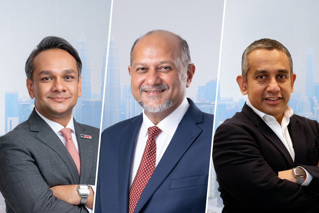 (From left) Anuar Fariz Fadzil, CEO of the Malaysia Digital Economy Corporation (MDEC), Malaysian Minister of Digital Gobind Singh Deo and Datuk Ahmad Zaki Zahid, chief corporate officer for Digital Nasional Berhad (DNB) in Malaysia. MDEC and DNB are the organisers behind Smart City Expo Kuala Lumpur 2025, which takes place from September 17 to 19. Photo: MDEC